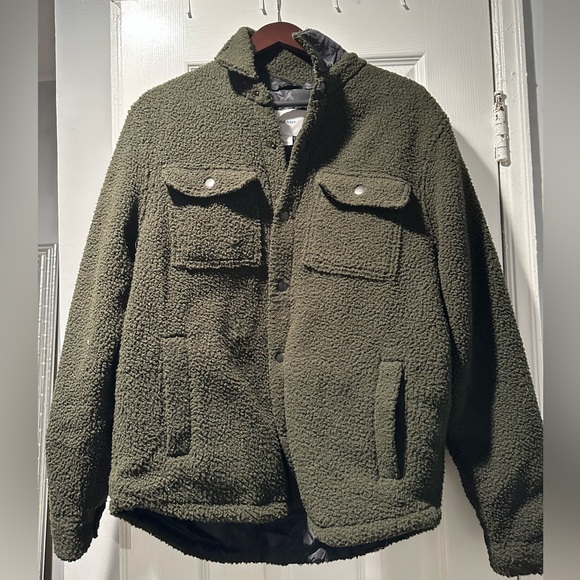 Old Navy Medium Green Sherpa overcoat/jacket - Picture 1 of 3